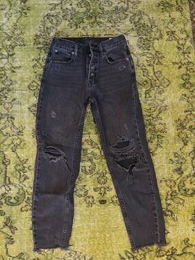 We The Free Washed Black High-Rise Distressed Jeans